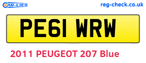 PE61WRW are the vehicle registration plates.