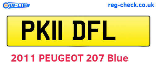 PK11DFL are the vehicle registration plates.