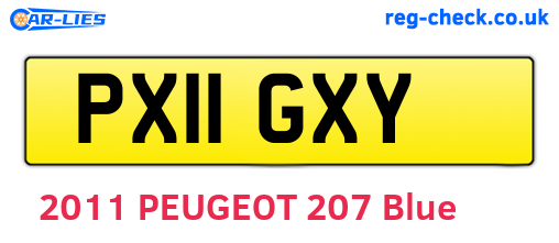 PX11GXY are the vehicle registration plates.