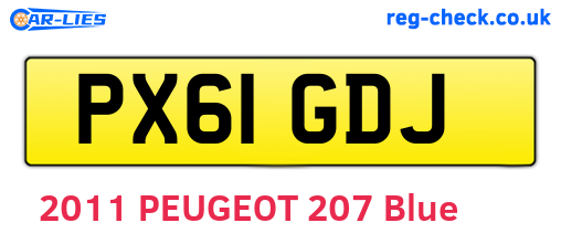 PX61GDJ are the vehicle registration plates.
