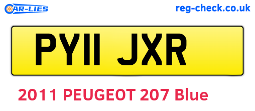PY11JXR are the vehicle registration plates.