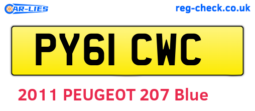 PY61CWC are the vehicle registration plates.