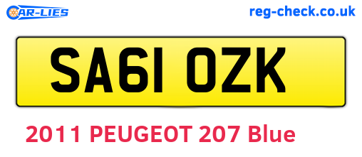 SA61OZK are the vehicle registration plates.