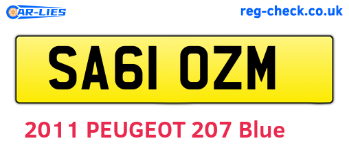 SA61OZM are the vehicle registration plates.