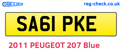 SA61PKE are the vehicle registration plates.