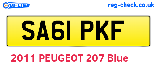 SA61PKF are the vehicle registration plates.