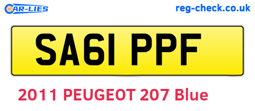 SA61PPF are the vehicle registration plates.