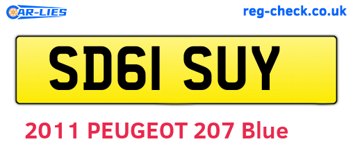 SD61SUY are the vehicle registration plates.