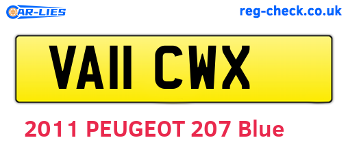 VA11CWX are the vehicle registration plates.