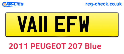 VA11EFW are the vehicle registration plates.