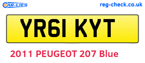 YR61KYT are the vehicle registration plates.