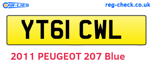 YT61CWL are the vehicle registration plates.