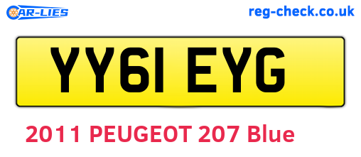 YY61EYG are the vehicle registration plates.