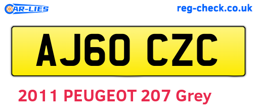AJ60CZC are the vehicle registration plates.