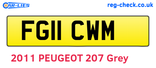 FG11CWM are the vehicle registration plates.