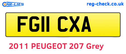 FG11CXA are the vehicle registration plates.