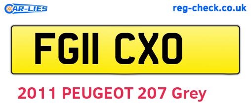 FG11CXO are the vehicle registration plates.