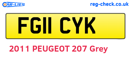 FG11CYK are the vehicle registration plates.