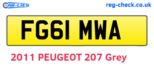 FG61MWA are the vehicle registration plates.