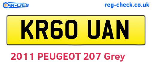 KR60UAN are the vehicle registration plates.