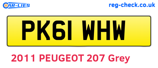 PK61WHW are the vehicle registration plates.