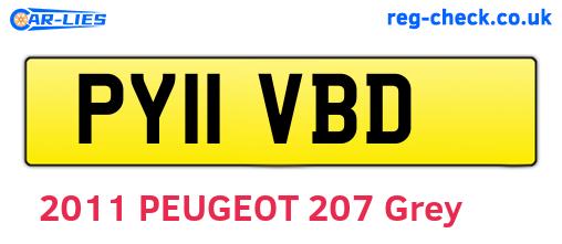 PY11VBD are the vehicle registration plates.