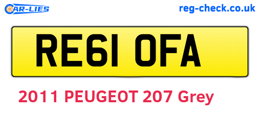 RE61OFA are the vehicle registration plates.