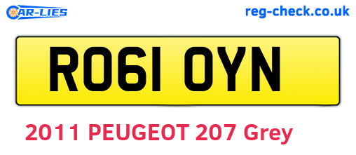 RO61OYN are the vehicle registration plates.