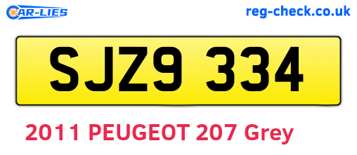 SJZ9334 are the vehicle registration plates.