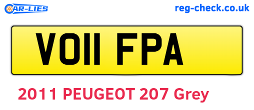 VO11FPA are the vehicle registration plates.