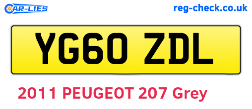 YG60ZDL are the vehicle registration plates.