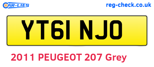 YT61NJO are the vehicle registration plates.