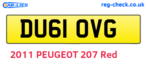 DU61OVG are the vehicle registration plates.