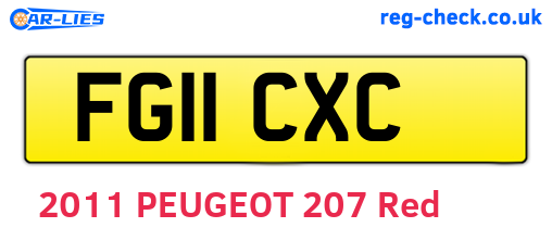 FG11CXC are the vehicle registration plates.