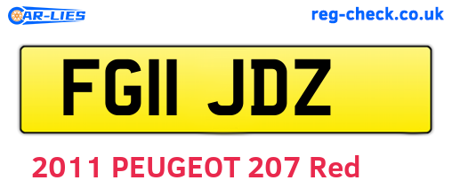 FG11JDZ are the vehicle registration plates.