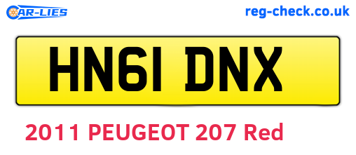 HN61DNX are the vehicle registration plates.
