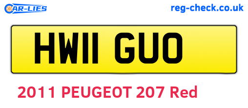 HW11GUO are the vehicle registration plates.