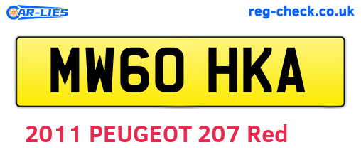 MW60HKA are the vehicle registration plates.