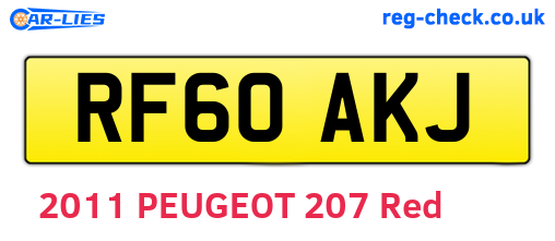 RF60AKJ are the vehicle registration plates.