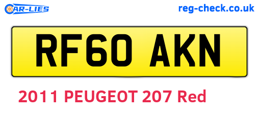 RF60AKN are the vehicle registration plates.