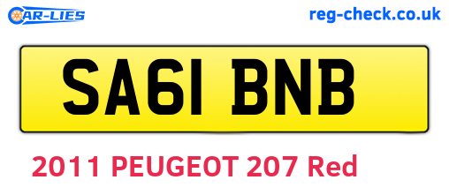 SA61BNB are the vehicle registration plates.