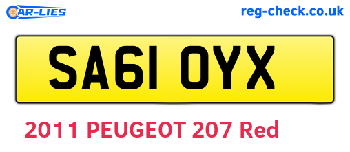 SA61OYX are the vehicle registration plates.