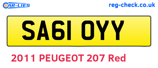 SA61OYY are the vehicle registration plates.
