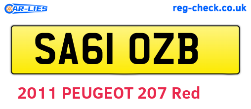 SA61OZB are the vehicle registration plates.