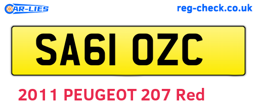 SA61OZC are the vehicle registration plates.