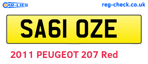 SA61OZE are the vehicle registration plates.