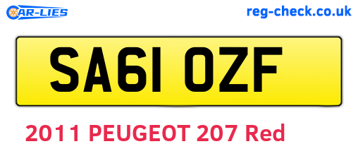 SA61OZF are the vehicle registration plates.