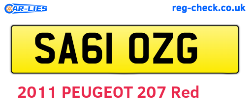 SA61OZG are the vehicle registration plates.