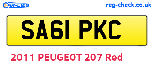 SA61PKC are the vehicle registration plates.
