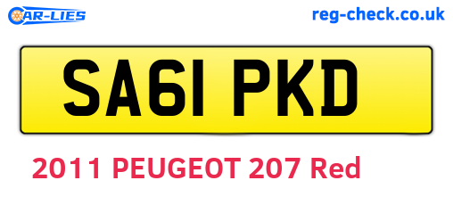 SA61PKD are the vehicle registration plates.